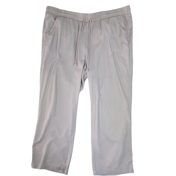 Torrid Beige Wide Leg Pants Size 4X Linen Blend Drawstring Minimalist Workwear - Picture 1 of 8
